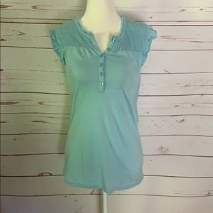 Baby Blue Sleeveless Top Ruffle Sleeve